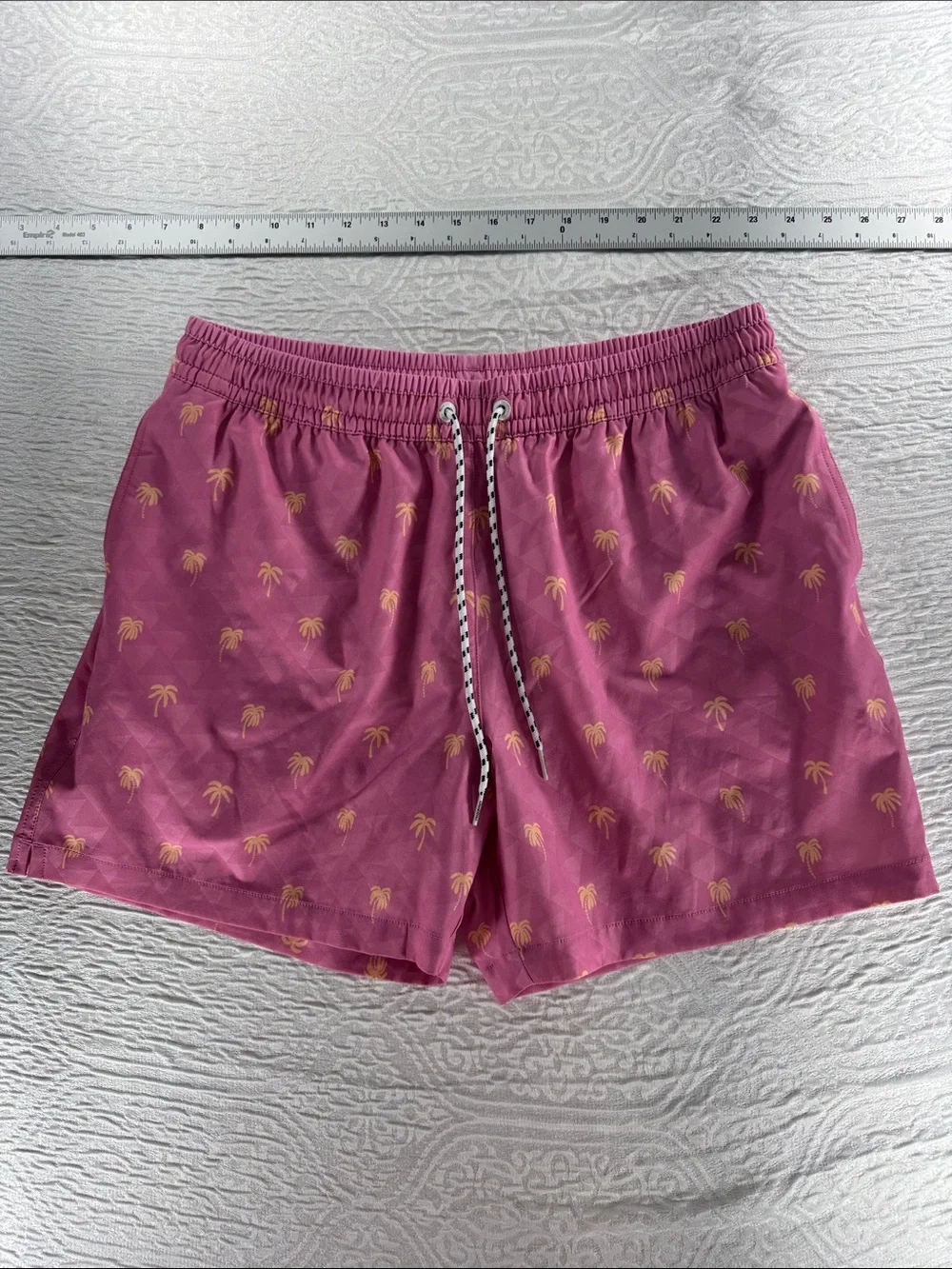 Chubbies Pink Swim Trunks with Yellow Palm Print Size L